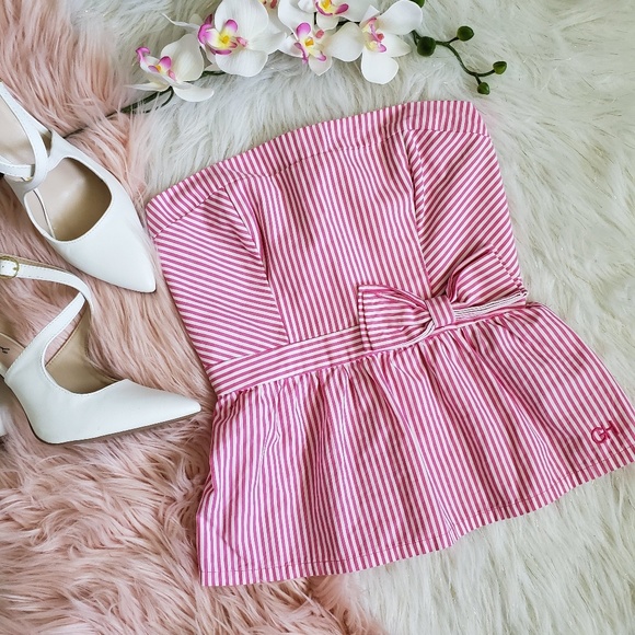 Gilly Hicks Tops - 🌞3/$30! Gilly Hicks Pink Striped Strapless Top